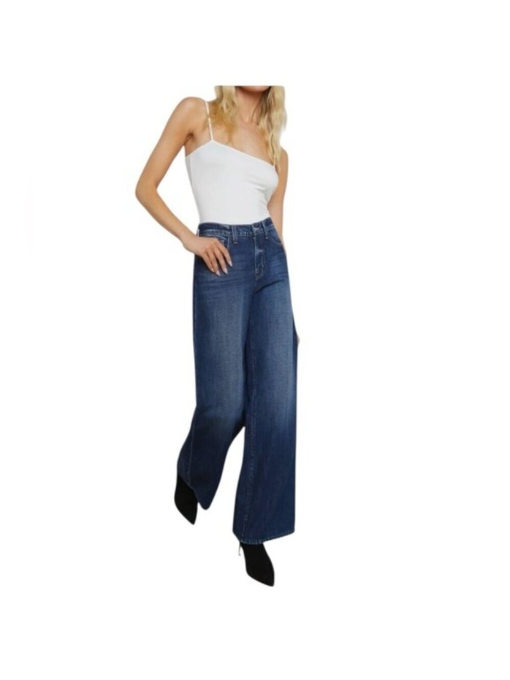 L'Agence Jeans Alicent Wide Leg Jean In Trenton Dark Wash Cotton Size 25 Waist